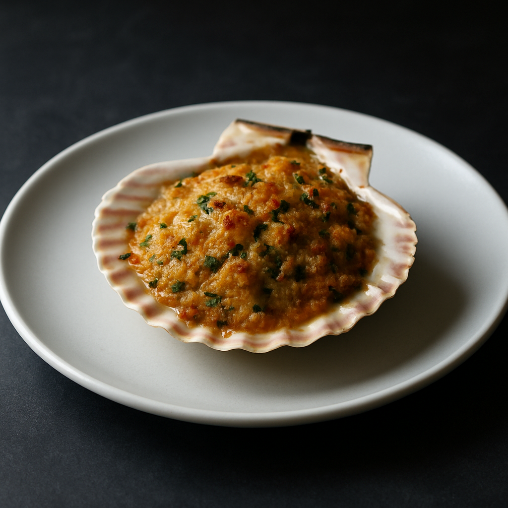 Savory stuffed clam with ocean depth