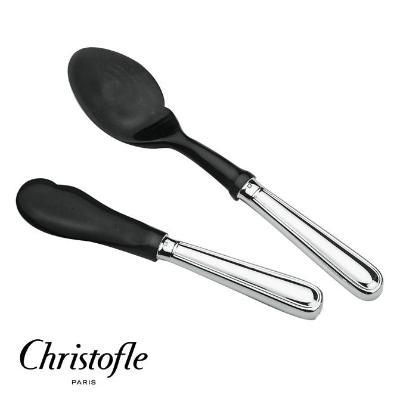 Christofle Horn & Silver Plated Caviar Spreader & Spoon Set