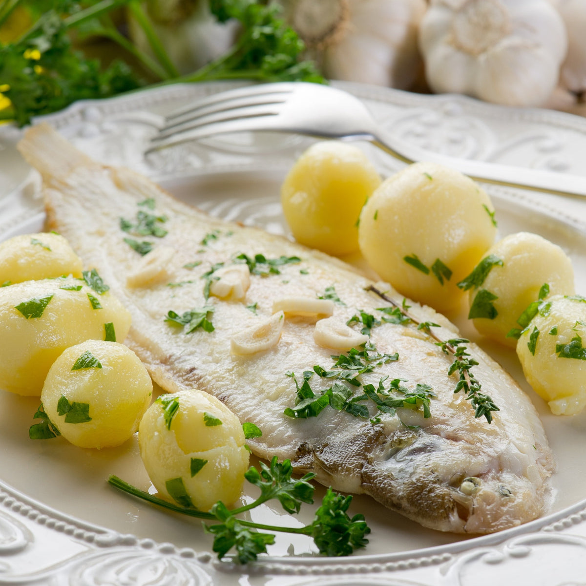 Whole wild Dover sole, ready for the pan