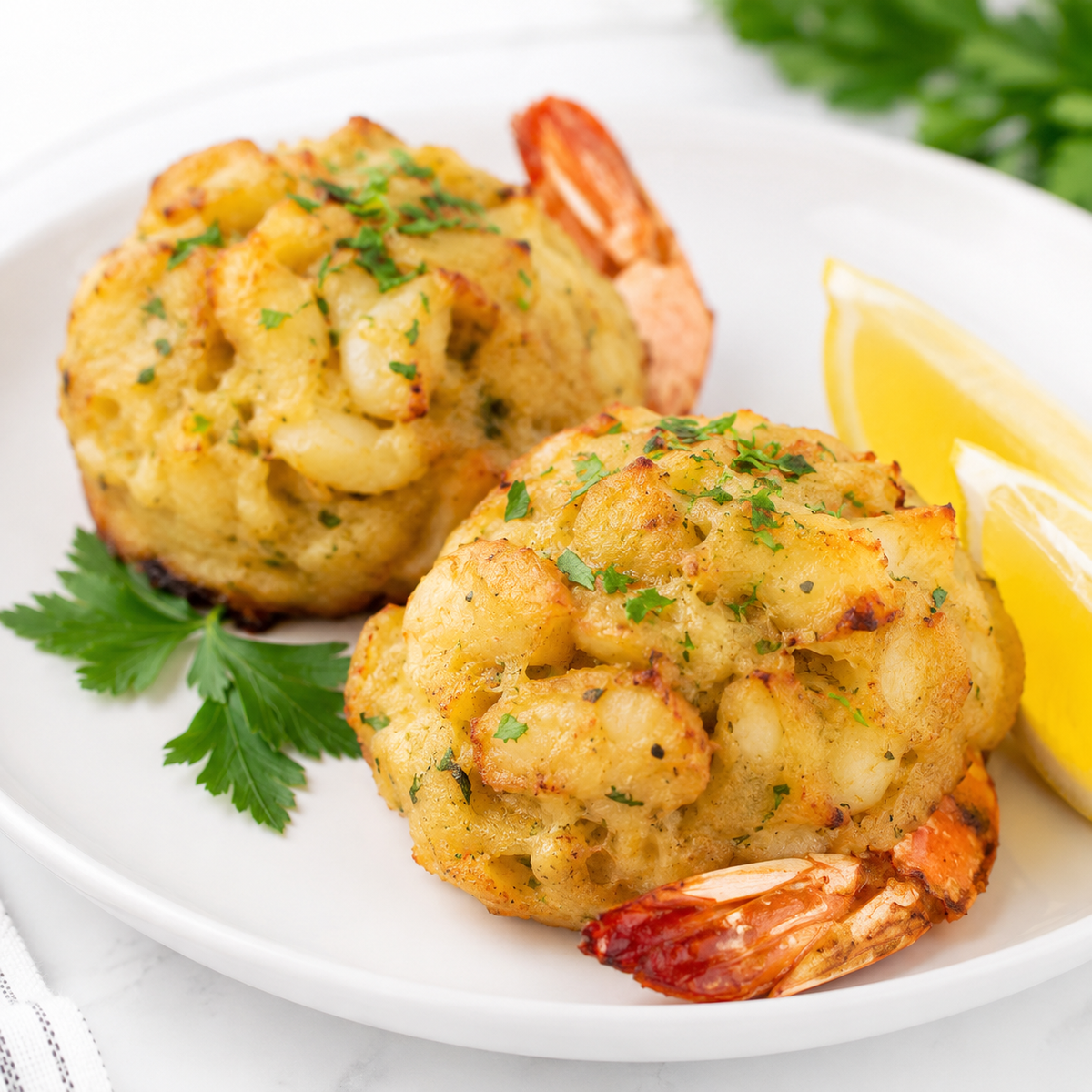 Colossal shrimp with a rich crab center