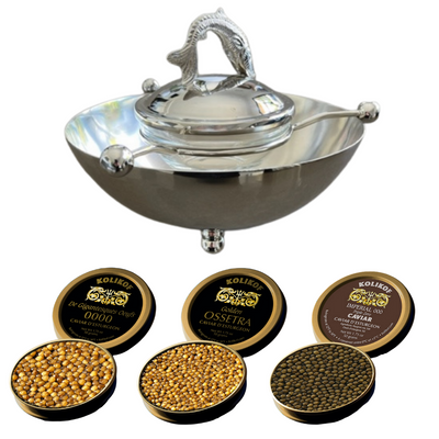 Connoisseur Caviar Gift Set & Nickel Plated Brass Serving Set